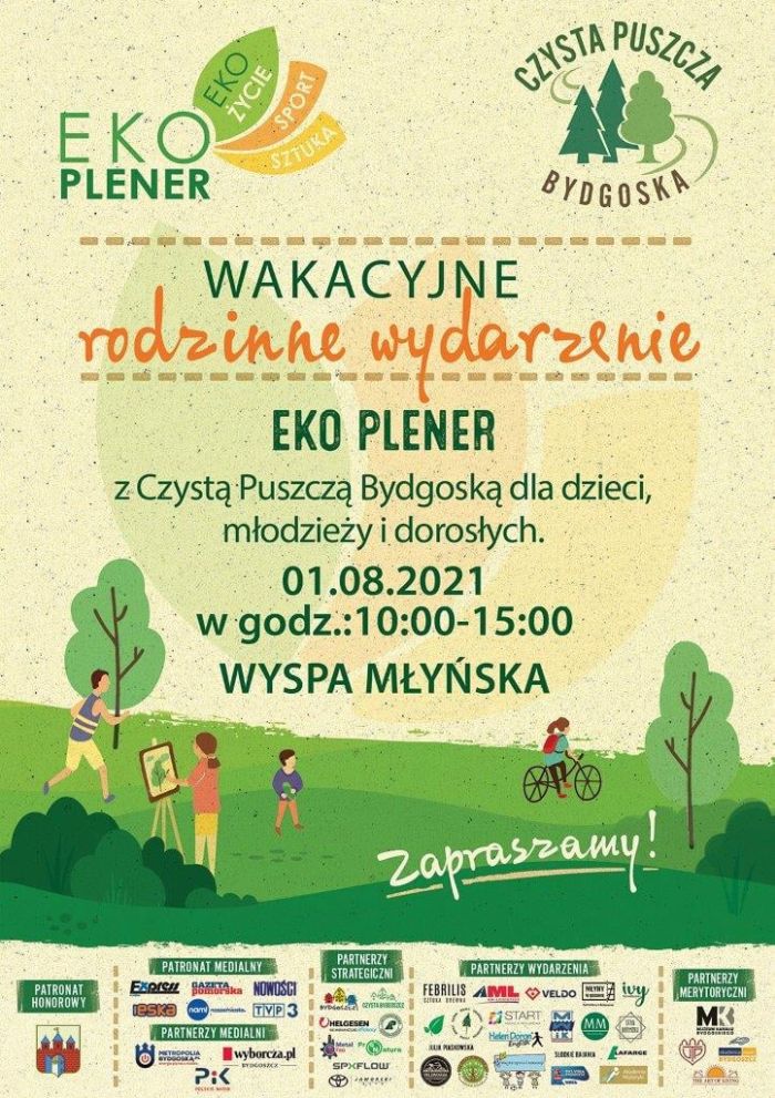 Plakat promujący Eko Plener wydarzenie dla dzieci, młodzieży i dorosłych 